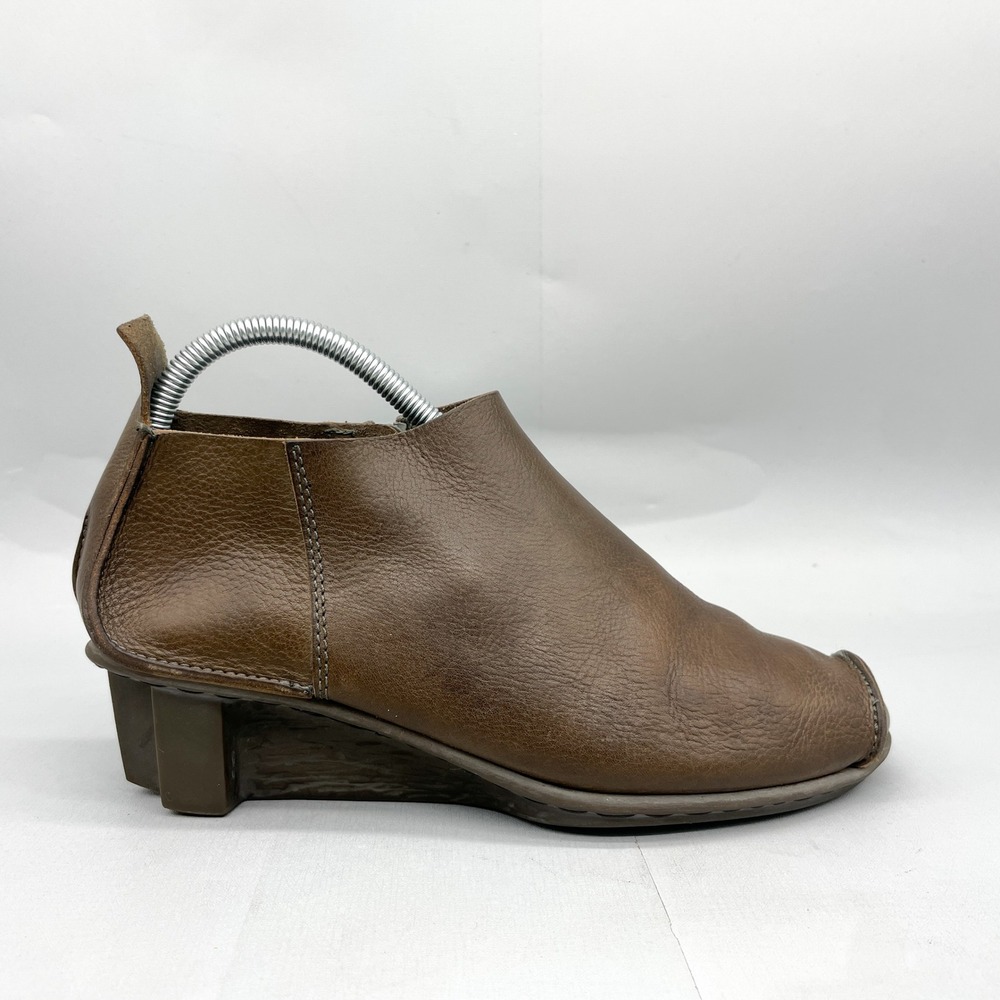 Trippen 26 Womens 39 8.5 Boots Brown Leather Booties Zip Langenlook Wedge Heels